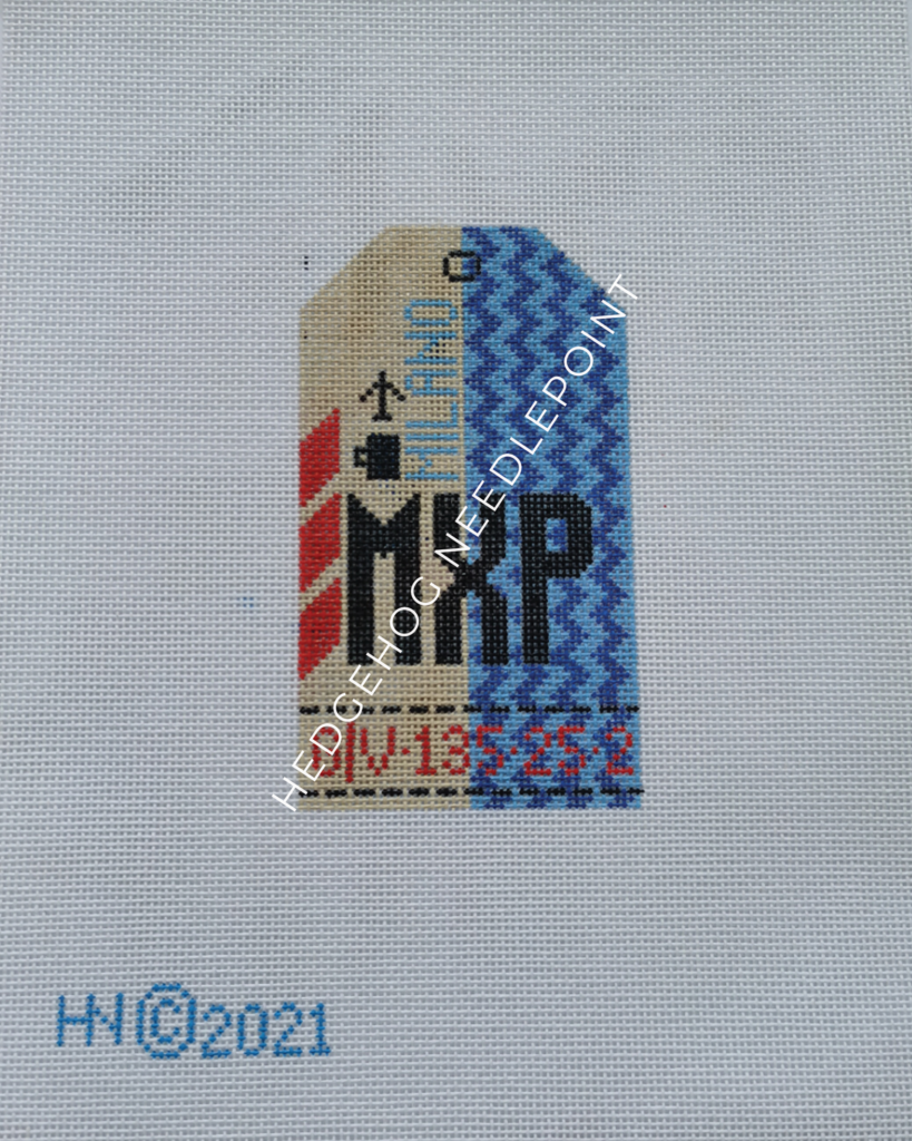 Milan Retro Travel Tag Needlepoint Canvas