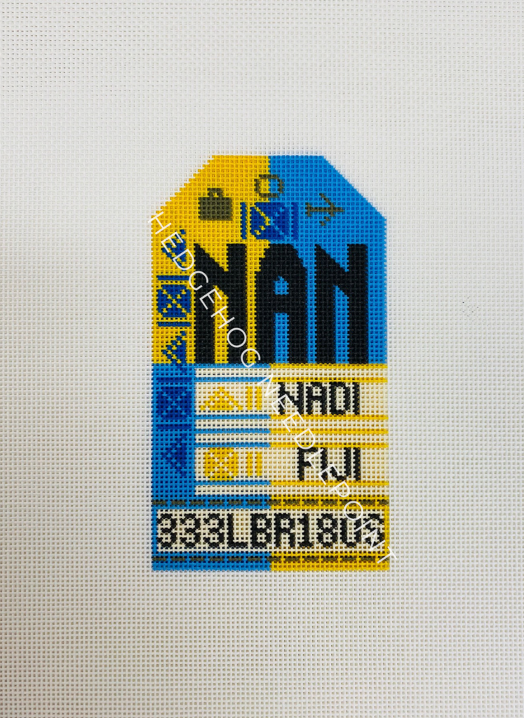 Fiji Retro Travel Tag Needlepoint Canvas