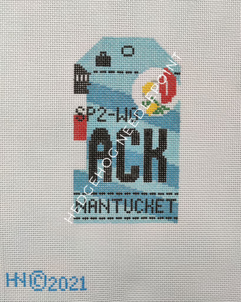 Nantucket Retro Travel Tag Needlepoint Canvas