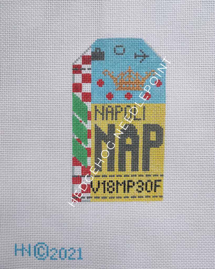 Napoli Italy Retro Travel Tag Needlepoint Canvas