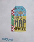 Napoli Italy Retro Travel Tag Stitch Printed™️ Needlepoint Canvas