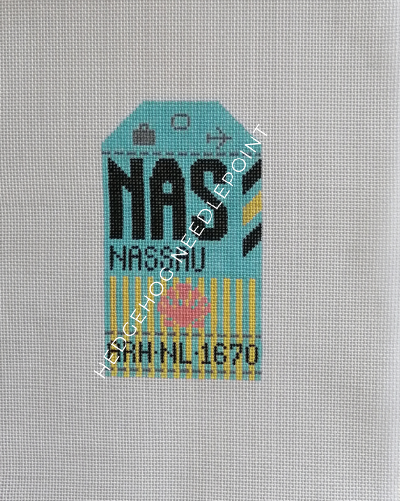 Nassau Retro Travel Tag Stitch Printed™️ Needlepoint Canvas