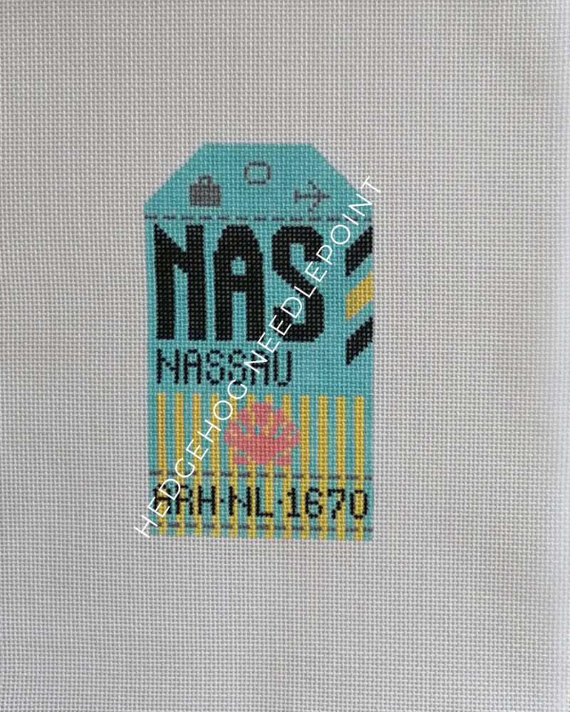 Nassau Retro Travel Tag Stitch Printed™️ Needlepoint Canvas