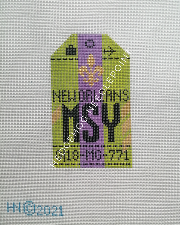 New Orleans Retro Travel Tag Stitch Printed™️ Needlepoint Canvas