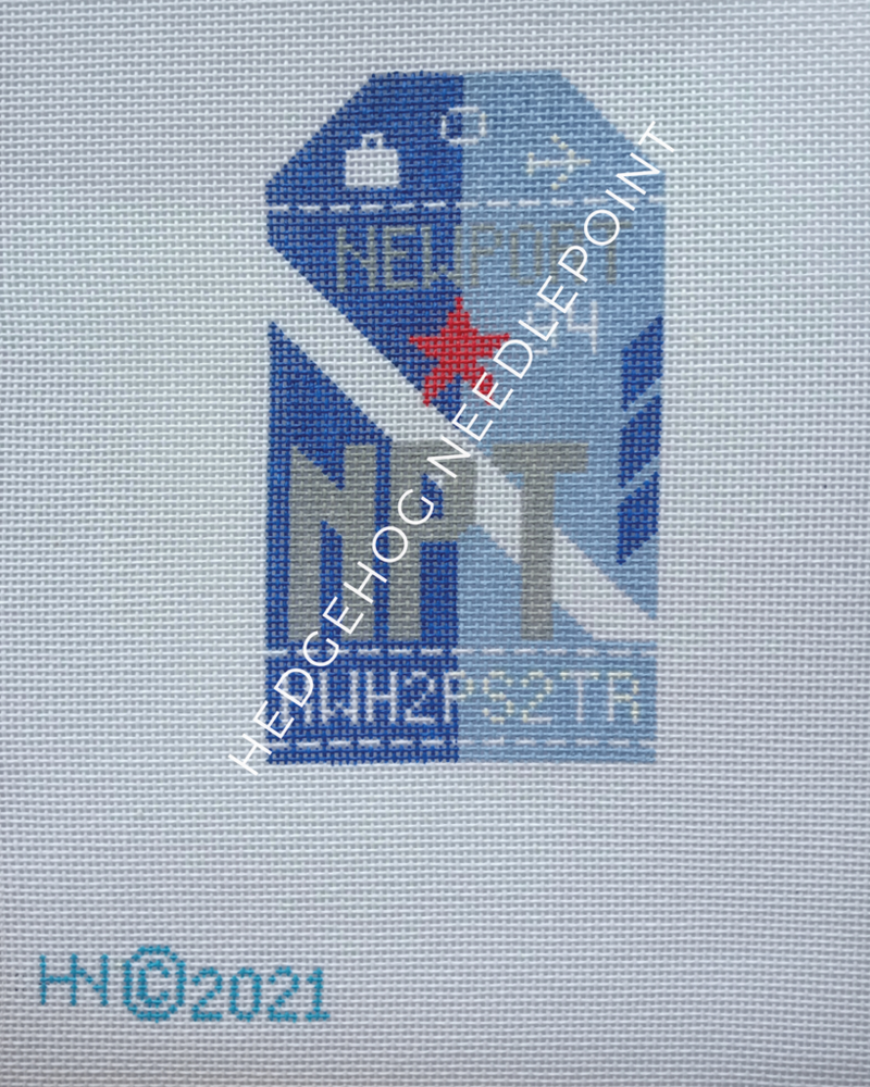 Newport Retro Travel Tag Stitch Printed™️ Needlepoint Canvas