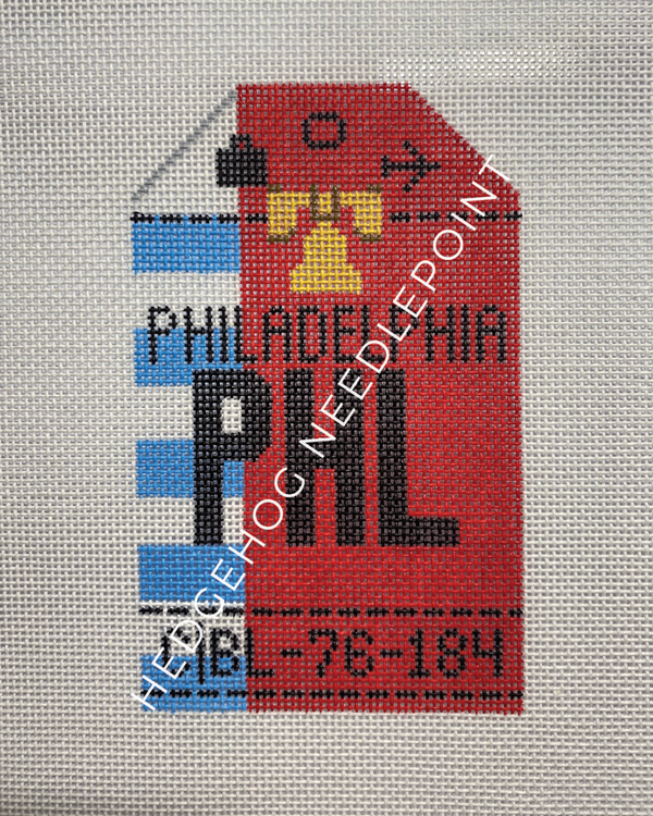 Philadelphia Retro Travel Tag Stitch Printed™️ Needlepoint Canvas
