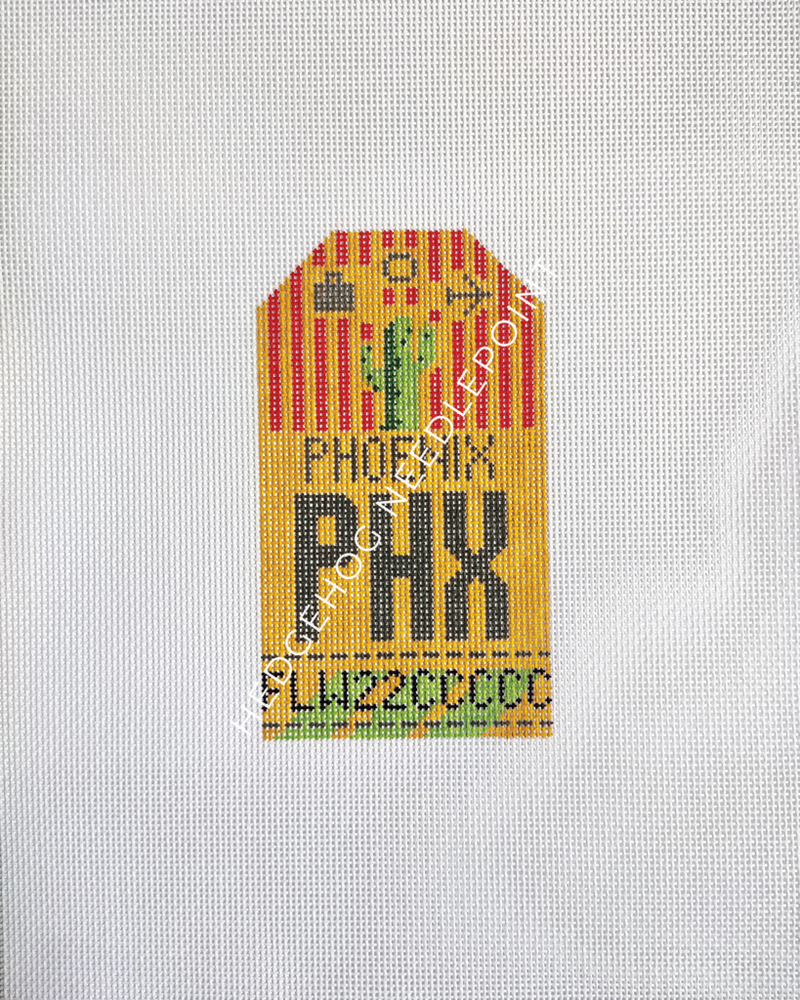 Phoenix Retro Travel Tag Stitch Printed™️ Needlepoint Canvas