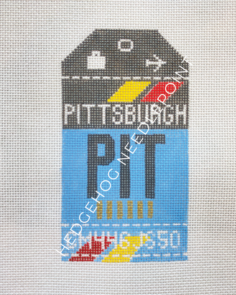 Pittsburgh Retro Travel Tag Needlepoint Canvas