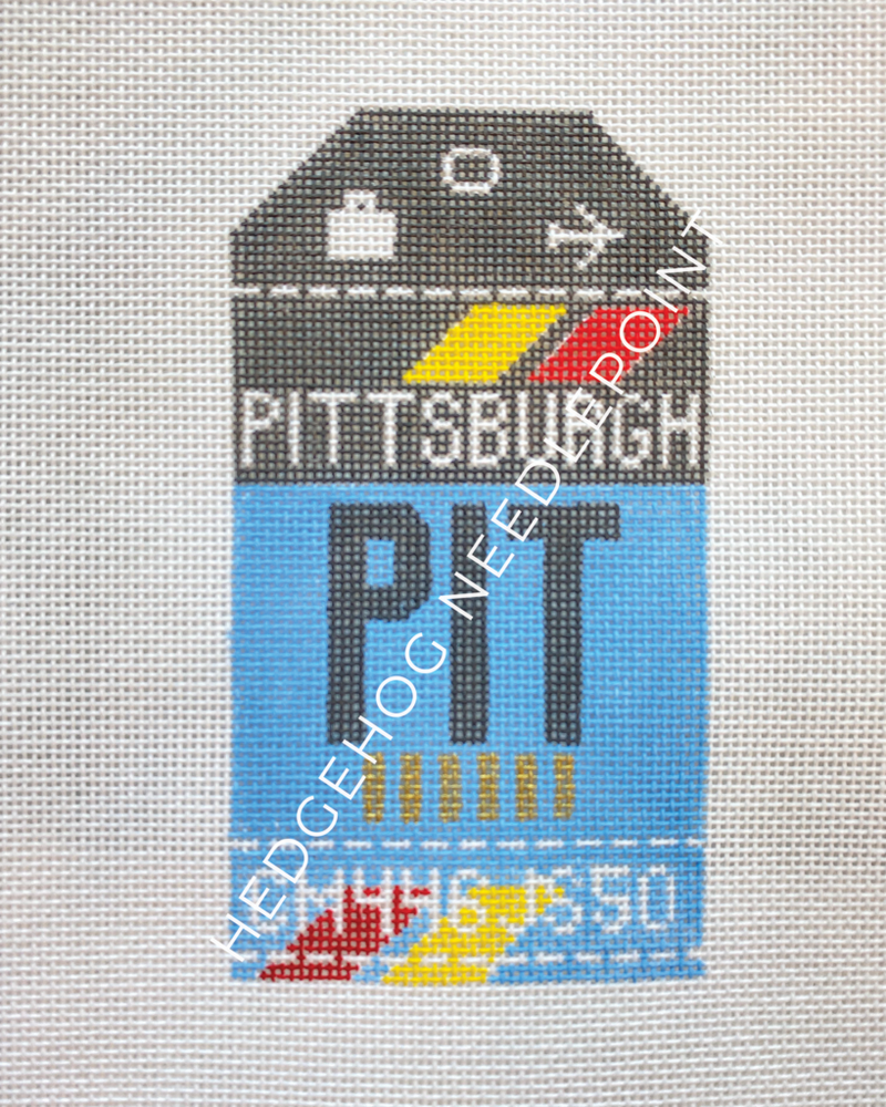 Pittsburgh Retro Travel Tag Stitch Printed™️ Needlepoint Canvas