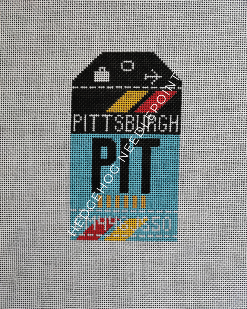 Pittsburgh Retro Travel Tag Needlepoint Canvas