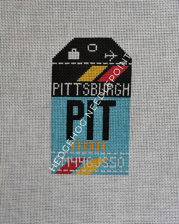 Pittsburgh Retro Travel Tag Stitch Printed™️ Needlepoint Canvas