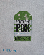Portland PDX Retro Travel Tag Stitch Printed™️ Needlepoint Canvas