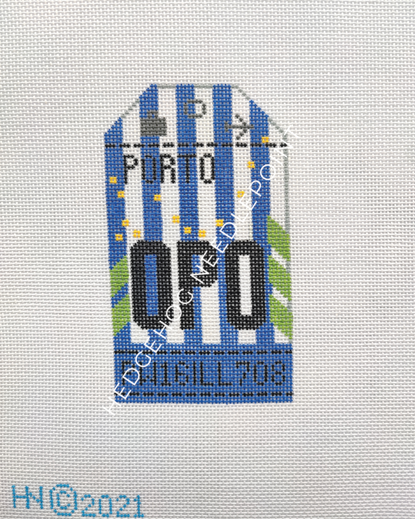 Porto Retro Travel Tag Needlepoint Canvas
