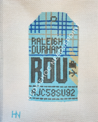 Raleigh Durham Retro Travel Tag Stitch Printed™️ Needlepoint Canvas