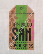 San Diego Retro Travel Tag Stitch Printed™️ Needlepoint Canvas