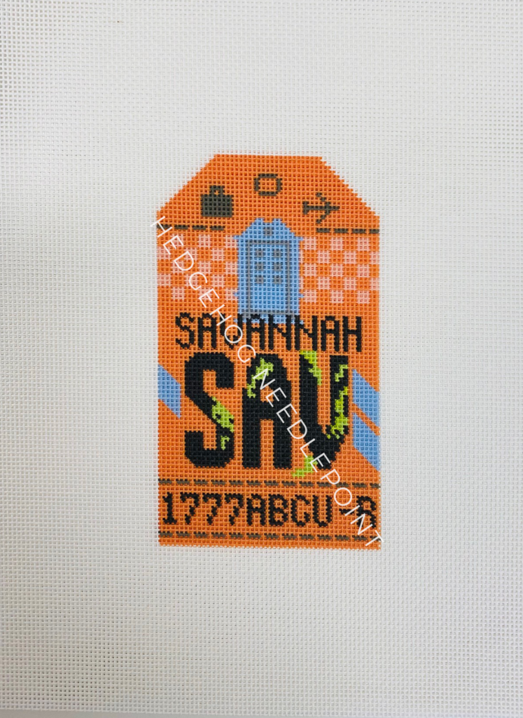 Savannah Retro Travel Tag Needlepoint Canvas