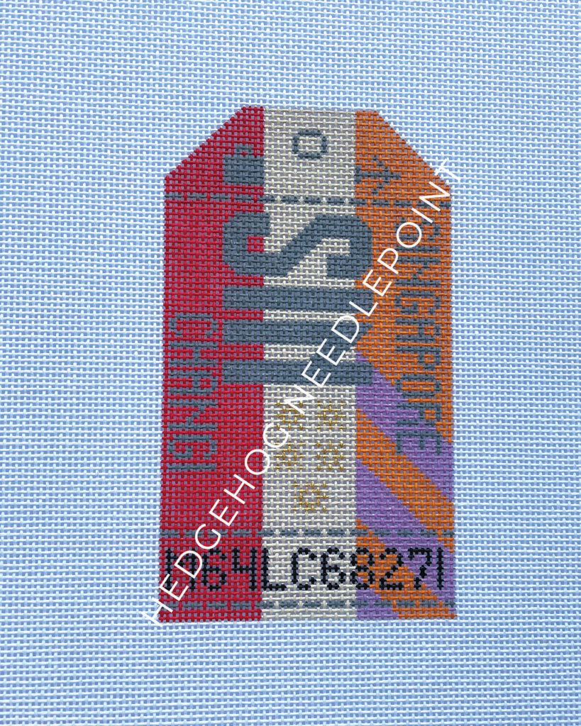 Singapore Retro Travel Tag Needlepoint Canvas