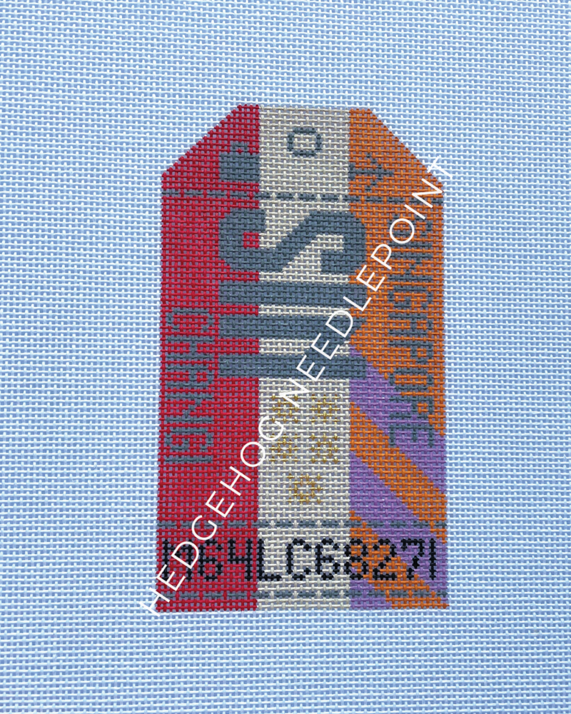 Singapore Retro Travel Tag Stitch Printed™️ Needlepoint Canvas