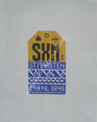 St Maarten Retro Travel Tag Stitch Printed™️ Needlepoint Canvas