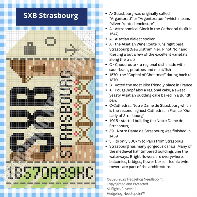Strasbourg Retro Travel Tag Stitch Printed™️ Needlepoint Canvas