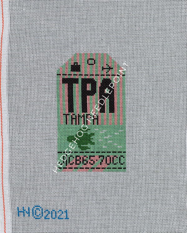 Tampa Retro Travel Tag Stitch Printed™️ Needlepoint Canvas