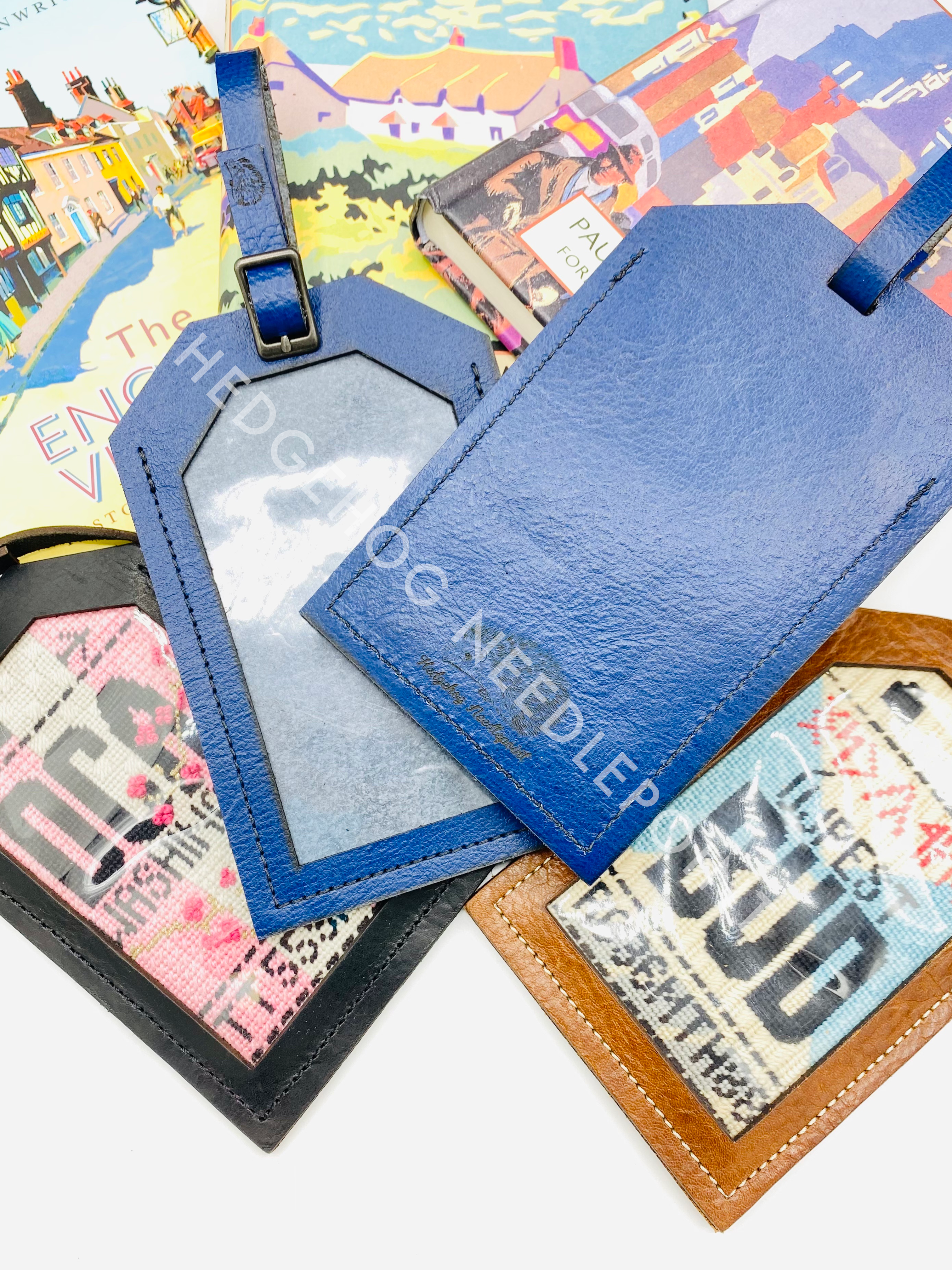 Cobalt Leather Luggage Tag