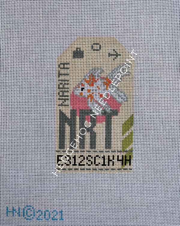 Tokyo Narita Retro Travel Tag Stitch Printed™️ Needlepoint Canvas