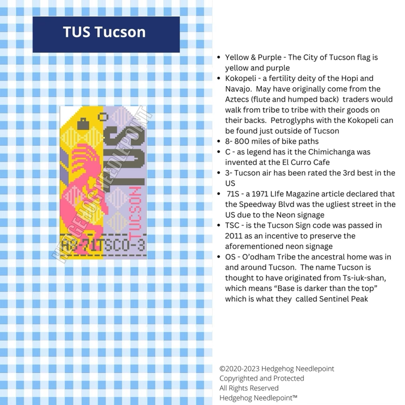 Tucson Retro Travel Tag Stitch Printed™️ Needlepoint Canvas