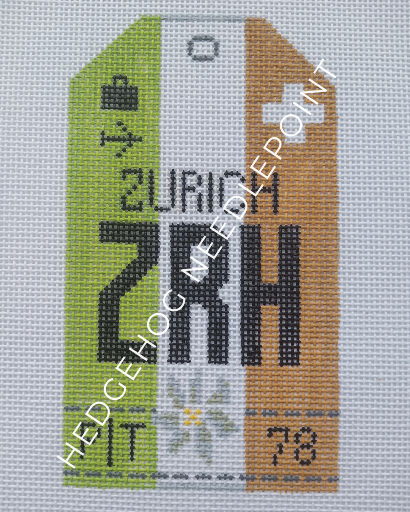 Zurich Retro Travel Tag Stitch Printed™️ Needlepoint Canvas